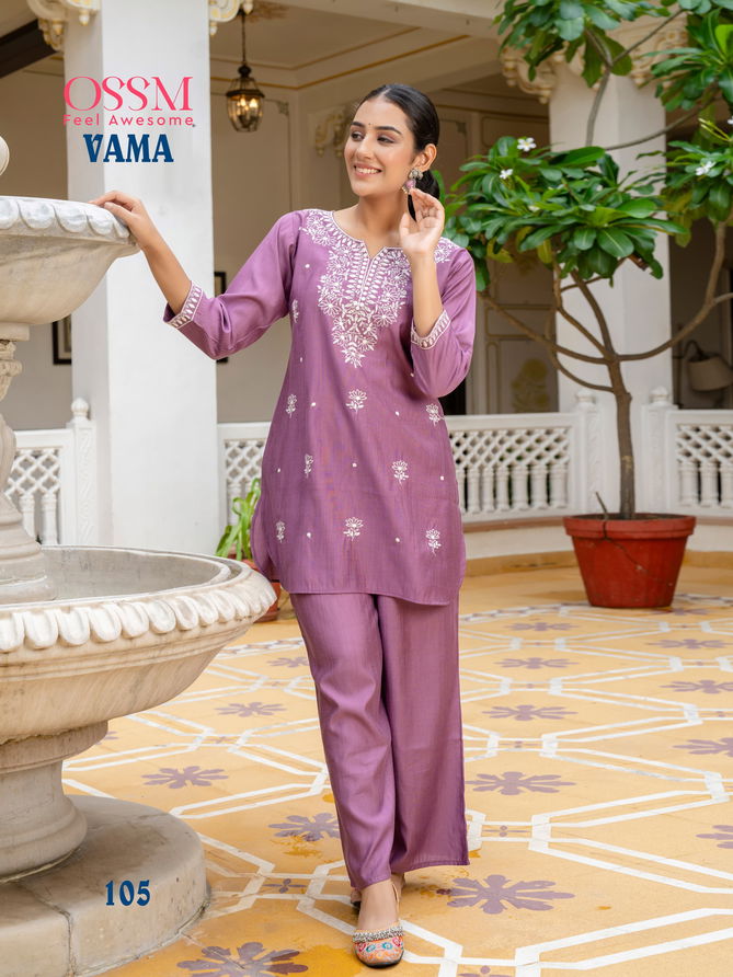 Vama By Ossm Viscose Silk Designer Cord Set Kurti With Bottom Wholesale Online